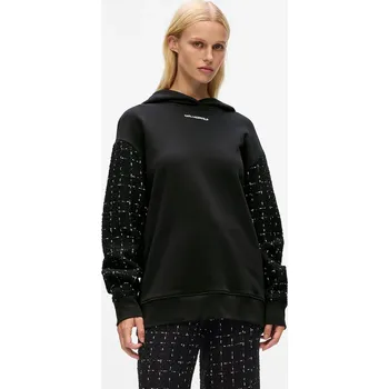 Pánská mikina Mikina s příměsí vlny Karl Lagerfeld černá barva, s kapucí, s aplikací, A4W20064 99X, vel. XS