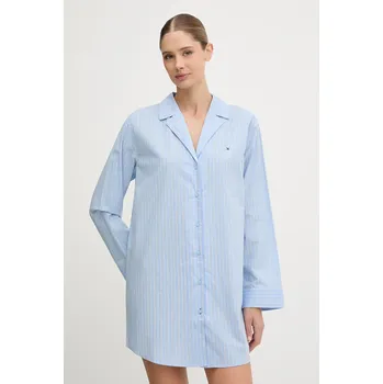 Dámská noční košile Bavlněná noční košile Tommy Hilfiger dámská, modrá barva, UW0UW06082 05X, vel. S