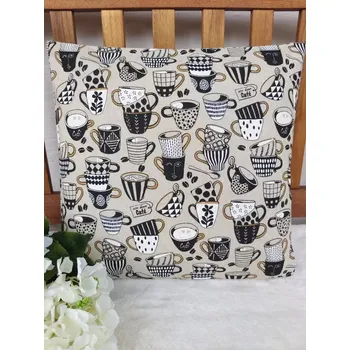 Povlak na dekorativní polštářek Povlak na polštář 40 x 40 cm – Kávové hrníčky | Ruční výroba