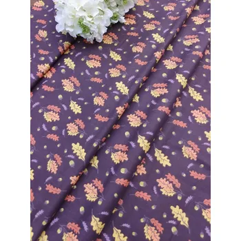 Látka 100% bavlna - podzimní listí na hnědé