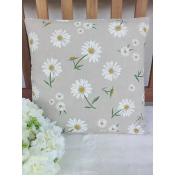 Povlak na polštářek Povlak na polštář 40 x 40 cm – kopretiny na béžové | Ruční výroba (Rozměr: 40 x 40 cm)