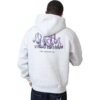Pánská mikina Mikina S Kapucí Alpha Industries Studio Edition Back Print Pastel Grey Melange - M
