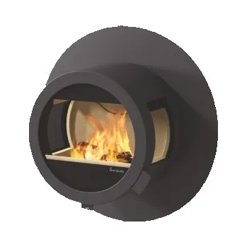 Krbová kamna Nordpeis Me Wand standard s bočním prosklením s tepelnou ochrannou zástěnou