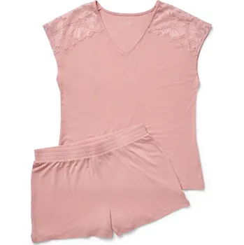 Dámské pyžamo 705644 - Tchibo - Krátká pyžamová souprava - pro ženy - vel. XL 48/50 - barva: růžová