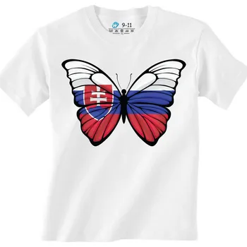 Dívčí tričko Dětské tričko Motýl Slovenska Slovakia Butterfly (Barva: Bílá)