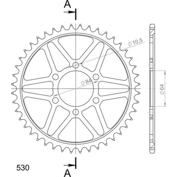 Řetězová sada pro motocykl Řetězová rozeta SUPERSPROX RFE-814:44-BLK černý 44 zubů, 530