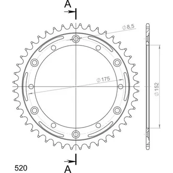 Řetězová sada pro motocykl Řetězová rozeta SUPERSPROX RFE-853:44-BLK černý 44 zubů, 520