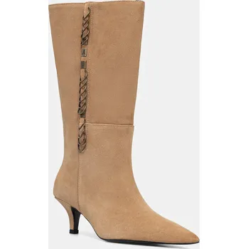 Dámské kozačky Semišové boty Patrizia Pepe dámské, béžová barva, na podpatku, 8Y0138 L033 B768 8Y0138.L033.B768 80X, EUR 37