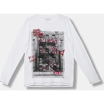 Chlapecké tričko Dětské bavlněné tričko s dlouhým rukávem Guess L5BI13.I3Z14.9BYA bílá 00X, vel. 147-157