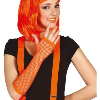 Karnevalový doplněk Síťované rukavice oranžové Fiestas Guirca