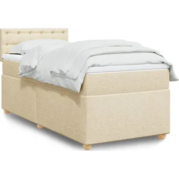 Postel vidaXL Box spring postel s matrací 90x190 cm textil [3286551] Barva: krémová