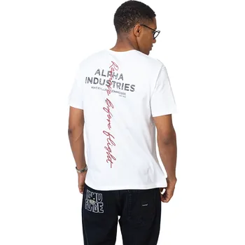 Pánské tričko Tričko Alpha Industries Signature Backprint White - XL