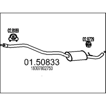 Tlumič výfuku Střední tlumič výfuku, 01.50833