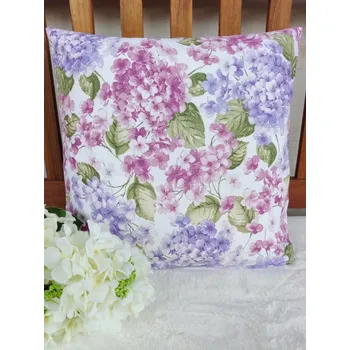 Povlak na dekorativní polštářek Povlak na polštář 40 x 40 cm – barevné hortenzie | Ruční výroba