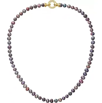 Náhrdelník Perlový náhrdelník z pravých říčních perel modrý 22001.3 dk.peacock