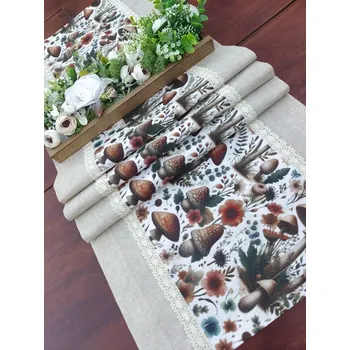 ubrus Běhoun - podzimní houbaření v kobinaci s béžovou