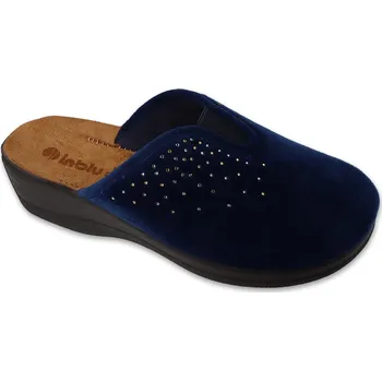 Dámské pantofle Pantofle papuče bačkory Inblu 155D164 tmavomodré s koženou stélkou a kamínky velikost: 38