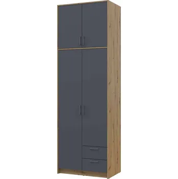Šatní skříň Skříň Rondi s vysokým mezipatrem, dřevotříska Artisan Oak/Graphite 2, 82x52x260