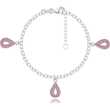 Náramek Náramek ze stříbra 925 - tři slzičkové přívěsky, růžové zirkony