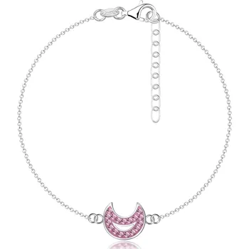Náramek Řetízek na ruku ze stříbra 925 - měsíc s růžovými zirkony