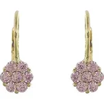 Zlaté náušnice kytičky s růžovými zirkony patent Au 585/1000 hmotnost 1,71g