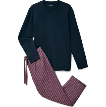 712614 - Tchibo - Pyžamová souprava s tkanými kalhotami - pro muže - vel. XL 56/58 - barva: modrá/s proužky