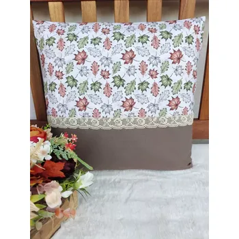 Povlak na dekorativní polštářek Povlak na polštář 40 x 40 cm – Podzimní listí s hnědou | Ruční výroba z bavlny