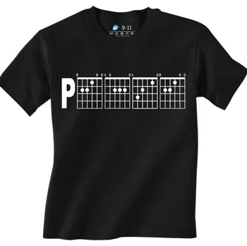 Chlapecké tričko Dětské tričko PEACE Kytara Akordy Míru Guitar Chords (Velikost: 9-11, Barva: Černá)