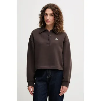 Dámská mikina Bavlněná mikina Lacoste dámská, hnědá barva, hladká, SF5275 89X, vel. 40