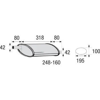 Tlumič výfuku Stredni tlumic vyfuku - univerzalni, 248-160