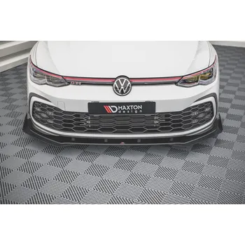 Tuning Maxton Design "Racing durability" spoiler pod přední nárazník s rohovými splittery pro Volkswagen Golf GTE Mk8, Mk8 Facelift, plast ABS bez povrchové úpravy