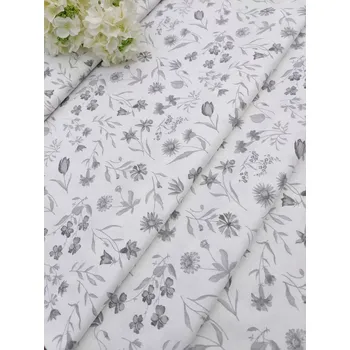 Látka 100% bavlna - jarní louka šedá