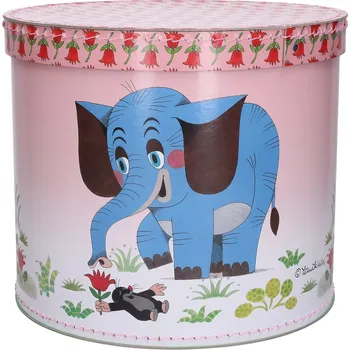 Úložný box Krtek krabice kruhová Krtek a slon 30cm