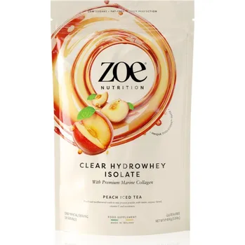 Protein ZOE Clear Hydrowhey Isolate syrovátkový izolát s kolagenem příchuť Peach Iced Tea 454 g