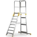 Hliníkový můstek, žebřík s plošinou, jednostranný ALVE FORTE, 8 příček, výška 1,68 m