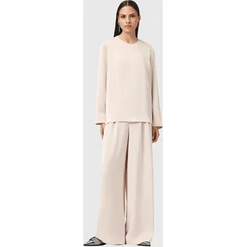 Dámské kalhoty Kalhoty AllSaints LEANNE dámské, bílá barva, široké, medium waist, W015TD 00X, vel. 38