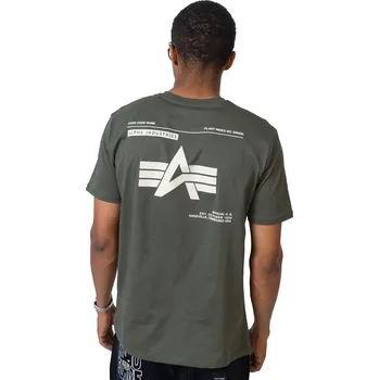 Pánské tričko Tričko Alpha Industries Label Backprint Dark Olive - XL