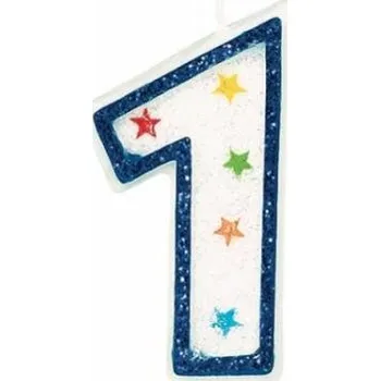 Dortová svíčka Svíčka bílá/modráČíslice O 323210