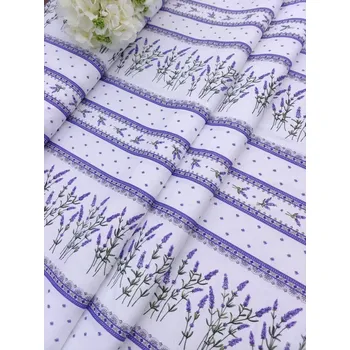 Látka 100% bavlna - levandule v pruzích