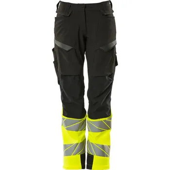 Dámské kalhoty MASCOT® Kalhoty s kolenními kapsami Černá/hi-vis žlutá Velikost: 40