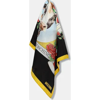 Šátek Hedvábný šátek Moschino dámský, černá barva, M3295 3548 M3295.3548 99A, vel. ONE SIZE