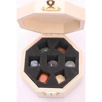 Drahý kámen Magieprirody.cz Sada 7 čaker – tromlované kameny v dřevěné krabičce #ZB414