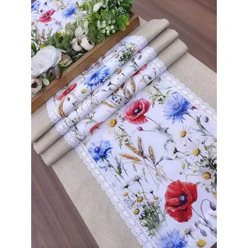 ubrus Běhoun - vlčí máky a kopretiny v obilí