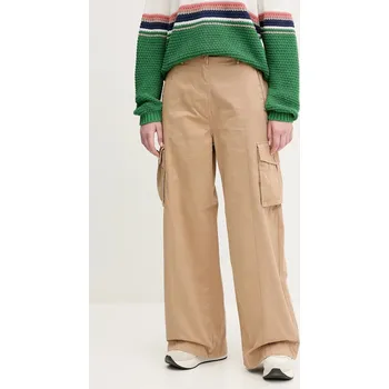 Dámské kalhoty Bavlněné kalhoty Napapijri M-Selva dámské, béžová barva, široké, high waist, NP0A4IL4N1Q1 08X, vel. 26