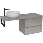 Cerano Navira Pro Deska pod umyvadlo 161x46,5x3,6 cm, skříňka Carole 79 cm, betonově šedá, konzole černá, CER-606216