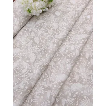 Látka 100% bavlna - kapradí na béžové - popelín