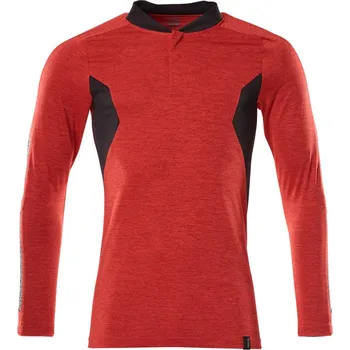 Pánské tričko MASCOT® Polokošile s dlouhým rukávem Dopravní červená melánž/černá Velikost: M