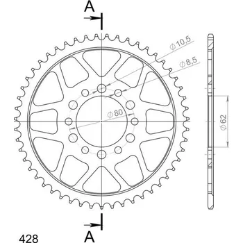 Řetězová sada pro motocykl Řetězová rozeta SUPERSPROX RFE-1842:51-BLK černý 51 zubů, 428