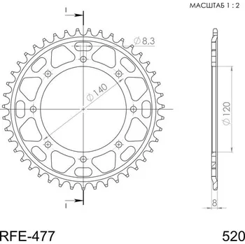 Řetězová sada pro motocykl Řetězová rozeta SUPERSPROX RFE-477:43-BLK černý 43 zubů, 520