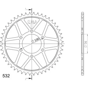 Řetězová sada pro motocykl Řetězová rozeta SUPERSPROX RFE-827:48-BLK černý 48 zubů, 532